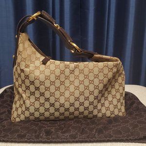 Authentic Gucci Monogram Brown Canvas Horsebit